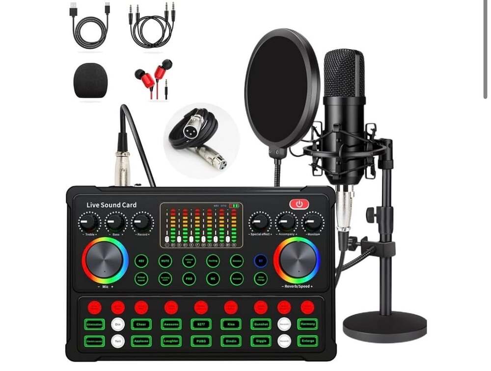 Sktome Podcast Equipment Bundle Live Sound Card Condenser Microphone